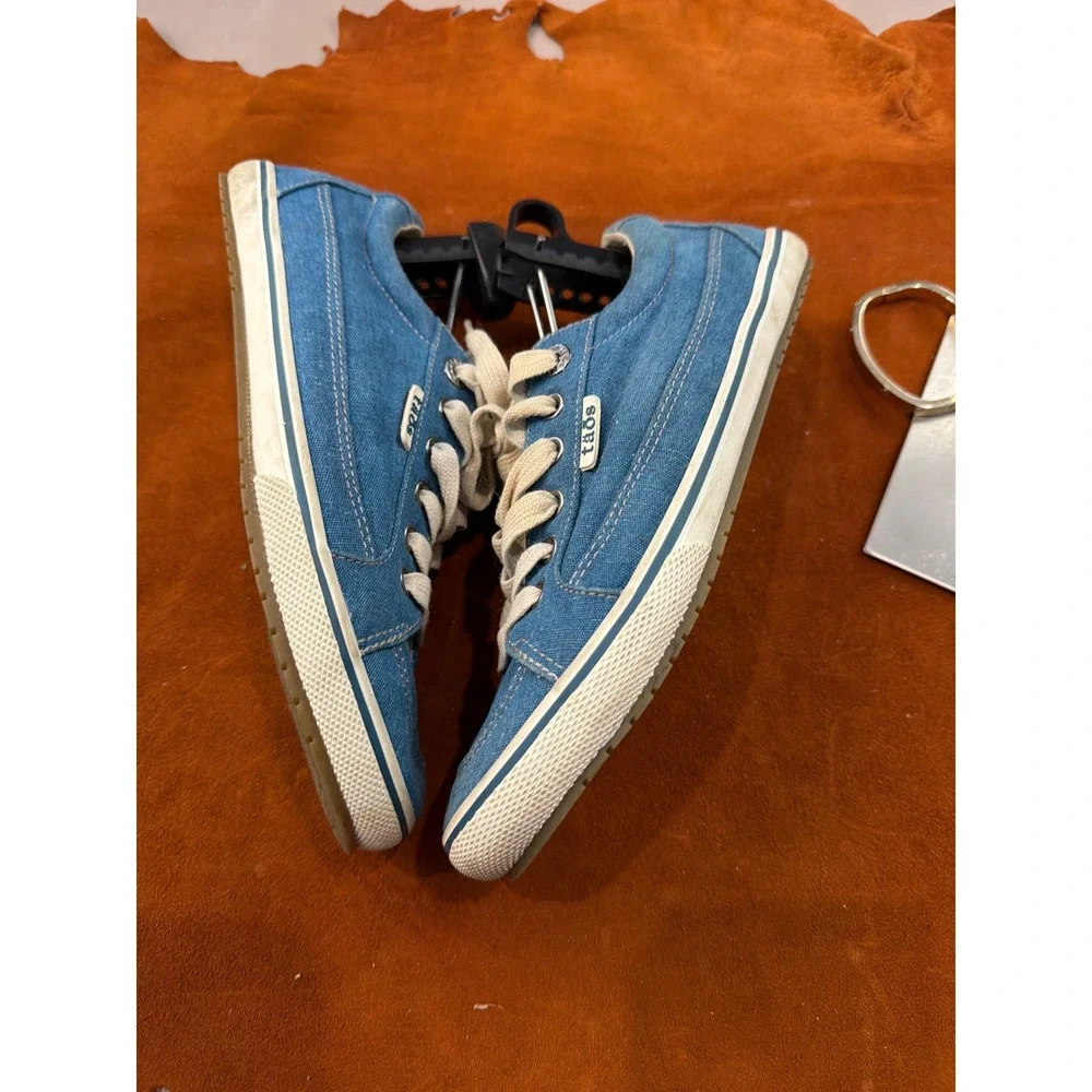 Taos Star Blue Canvas Denim Lace Up Sneakers Curves & Pods‎ Footbed Casual Shoes